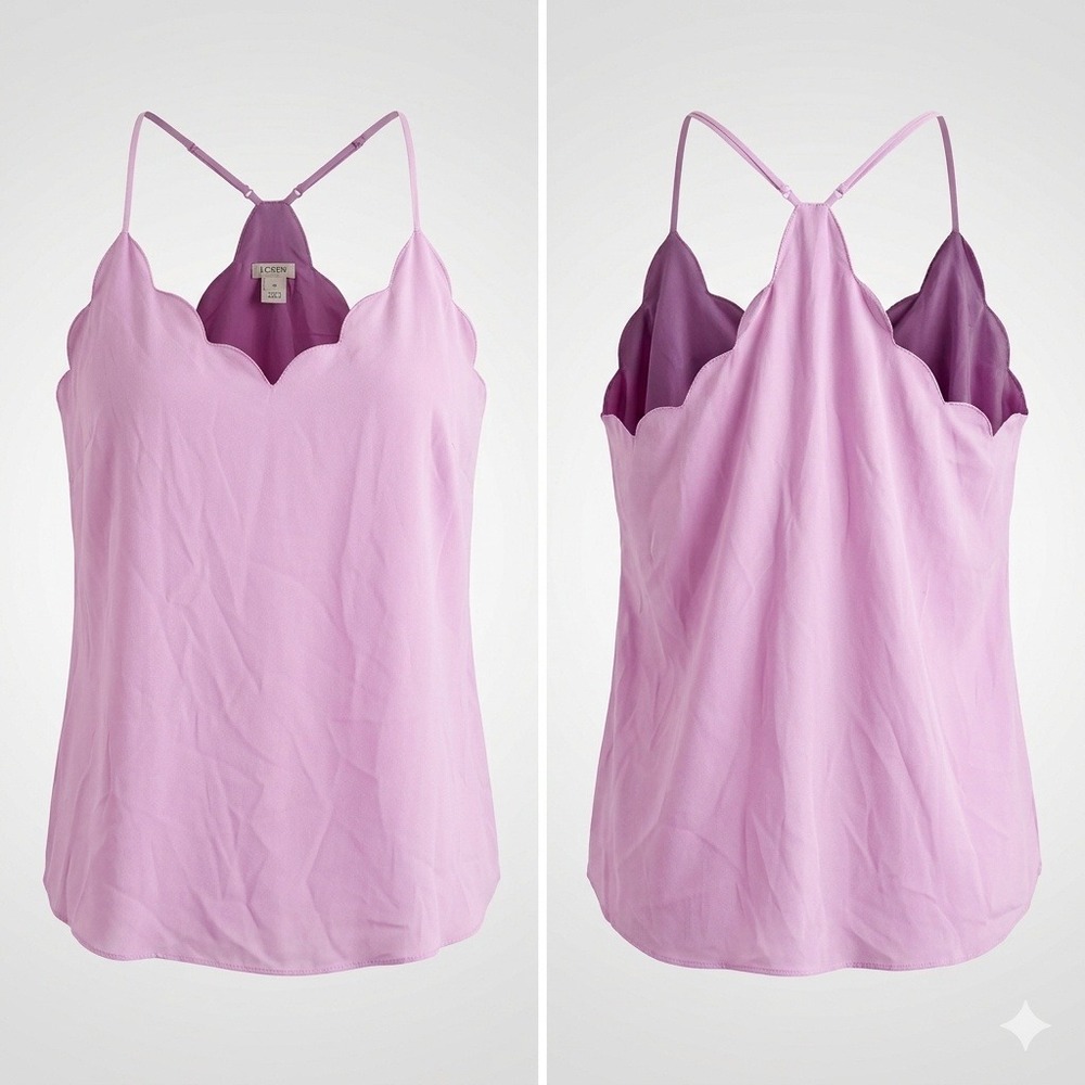 J.Crew Tank 12 Lavender Scalloped Camisole‎ Pastel Spring Gorpcore Chic EUC